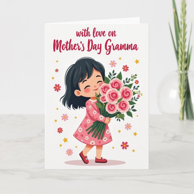 Smiling Child Floral Card (Front)