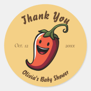 Smiling Chili Pepper Baby Shower Thank You Classic Round Sticker