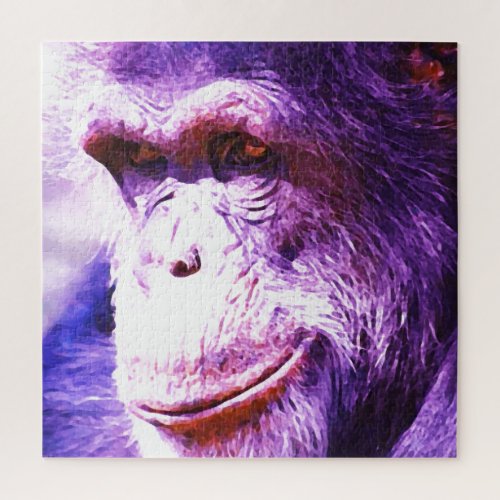 Smiling Chimpanzee Wild Animals Art Jigsaw Puzzle