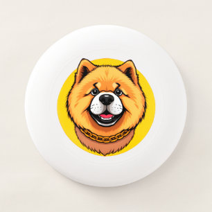 Smiling Chow Chow Dog Face and Golden Chain Wham-O Frisbee