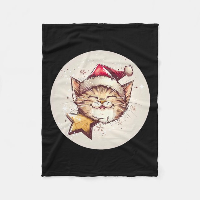 Smiling Christmas Cat Costume For Adults And Kids  Fleece Blanket (Front)