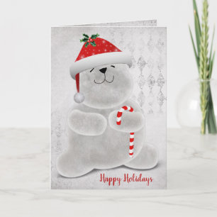 smiling Christmas polar bear Holiday Card