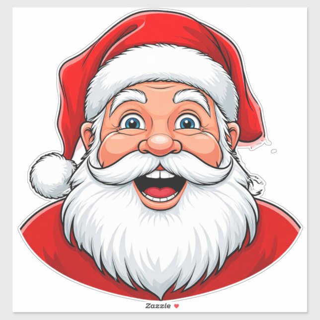 Smiling Christmas Santa Claus in Red Hat Sticker (Sheet)