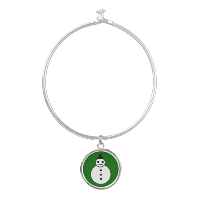 Smiling Christmas Snowman Bangle Bracelet (Front)