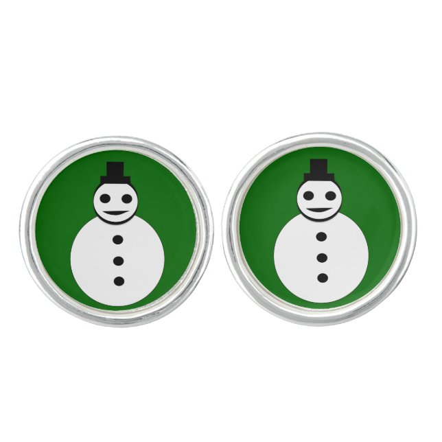 Smiling Christmas Snowman Cufflinks (Front)