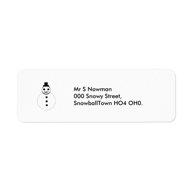 Smiling Christmas Snowman Custom Address Labels (Front)