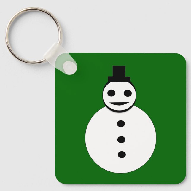 Smiling Christmas Snowman Custom Keychain (Front)