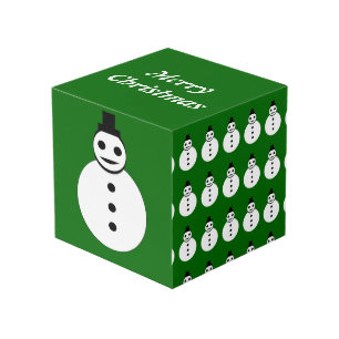 Smiling Christmas Snowman Custom Photo Cube