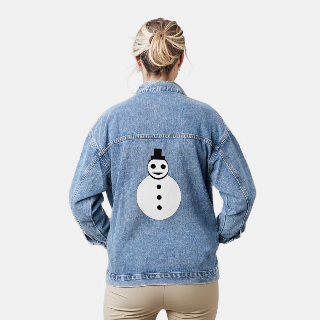 Smiling Christmas Snowman Denim Jacket (Model)