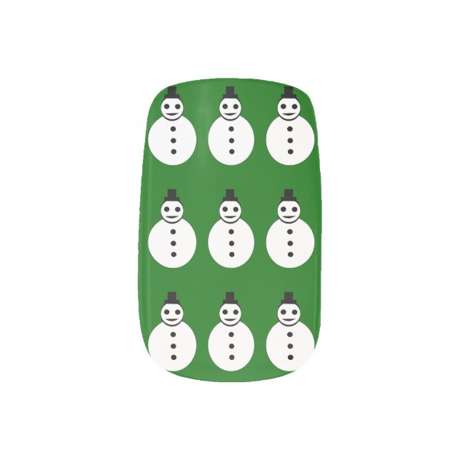 Smiling Christmas Snowman False Nails Minx Nail Wraps (Left Thumb)