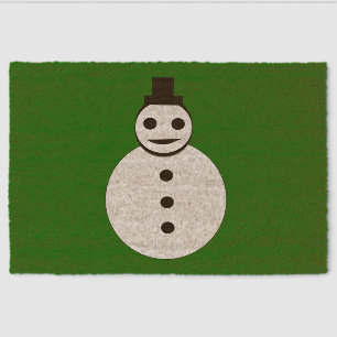 Smiling Christmas Snowman Fiber Doormat