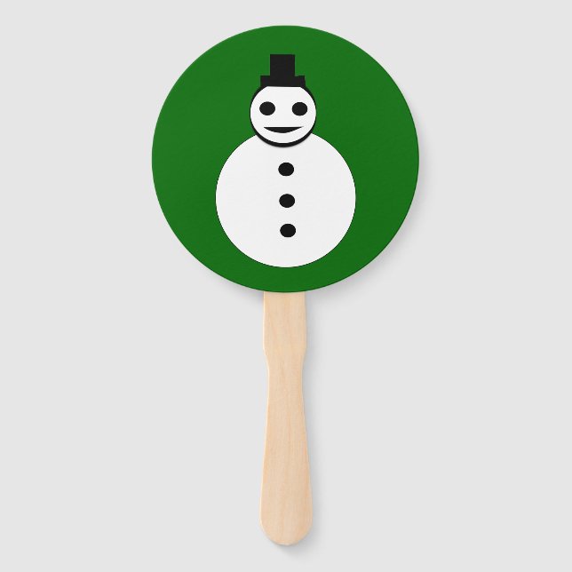 Smiling Christmas Snowman Hand Fan (Front)