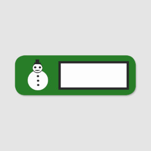 Smiling Christmas Snowman Name Tag