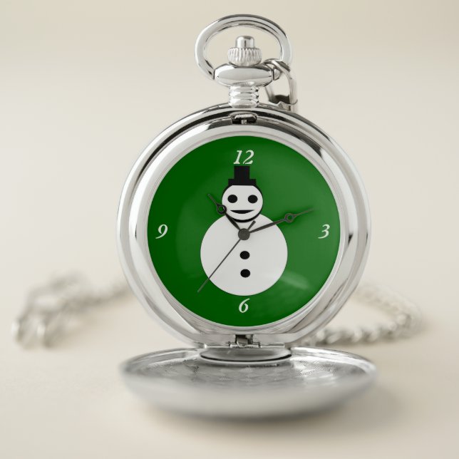 Smiling Christmas Snowman Pocket Watch (Inside)