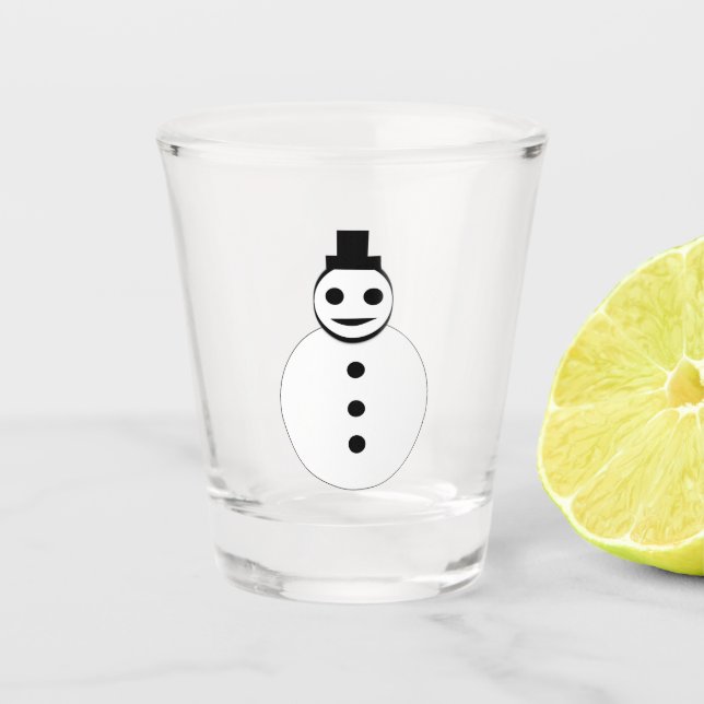 Smiling Christmas Snowman Shot Glass (Front)