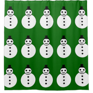 Smiling Christmas Snowman Shower Curtain