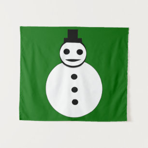 Smiling Christmas Snowman Tapestry