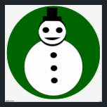Smiling Christmas Snowman Wall Decal<br><div class="desc">This awesome wall decal features a smiling white Christmas snowman with black buttons and a top hat. He looks like one cool gent and would love to help you spread the joy of Christmas this year. The background is a festive shade of green.</div>