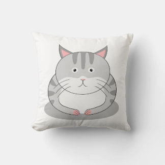 Smiling Chubby Cat Default With Patter on Back Throw Pillow