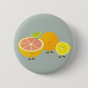Smiling citrus group illustration button