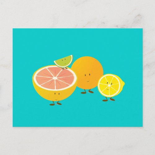Smiling citrus group postcard