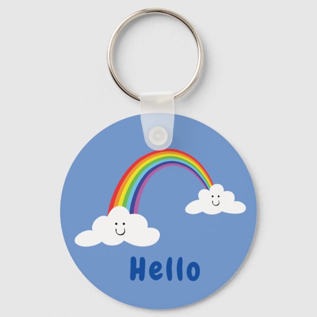 Smiling clouds and rainbow key ring (Front)