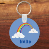 Smiling clouds and rainbow key ring (Front)