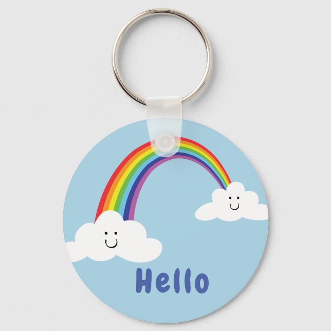 Smiling clouds and rainbow keychain (Front)