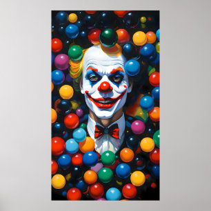SMILING CLOWN IN BALL PIT POSTER