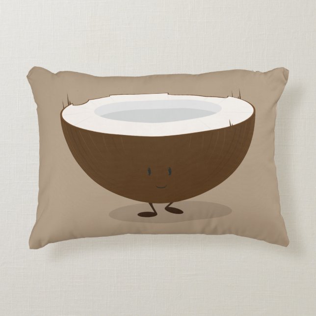 Smiling Coconut Accent Pillow (Front)