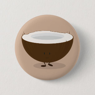 Smiling coconut pinback button