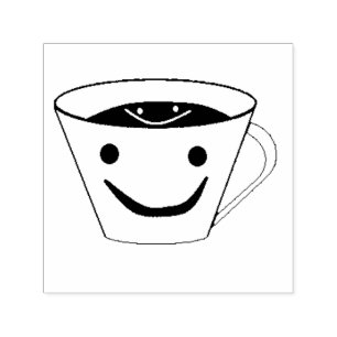 Smiling coffee cup with happy coffee self-inking stamp