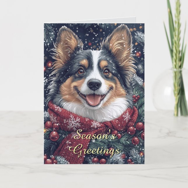 Smiling Collie Dog Christmas Card (Front)