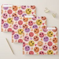 Smiling Colorful Happy faces Pattern with hearts