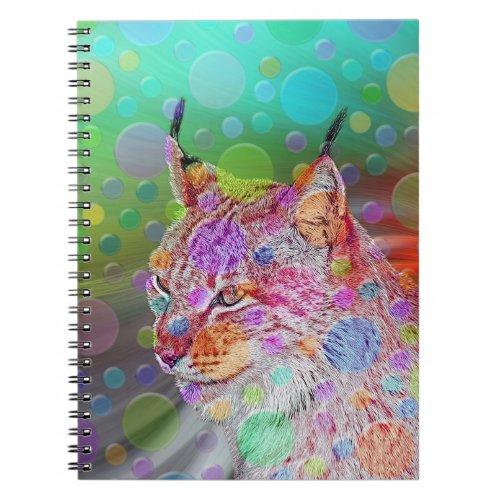 Smiling colorful lynx _ abstract notebook