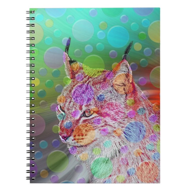Smiling, colorful lynx - abstract notebook (Front)