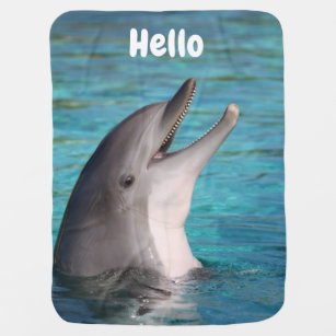 Smiling Common Bottlenose Dolphin Add Your Photo Baby Blanket