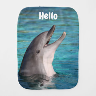 Smiling Common Bottlenose Dolphin Add Your Photo Baby Burp Cloth