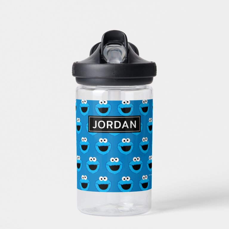 Smiling Cookie Monster Pattern | Add Your Name Water Bottle