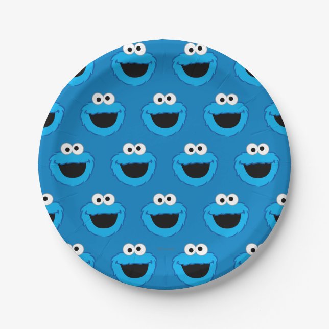 Smiling Cookie Monster Pattern Paper Plates (Front)