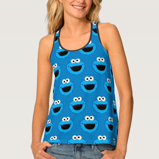Smiling Cookie Monster Pattern Tank Top (Front)