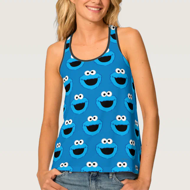 Persoonlijk gebroken vervoer Smiling Cookie Monster Pattern Tank Top | Zazzle