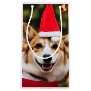 smiling Corgi christmas fun Small Gift Bag