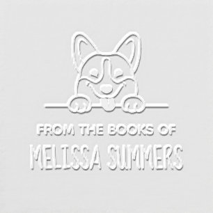 Smiling Corgi Dog Pet Bookplate Embosser
