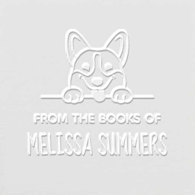 Smiling Corgi Dog Pet Bookplate Embosser (Design)