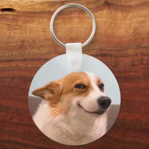 Smiling Corgi Meme Double Sided Keychain