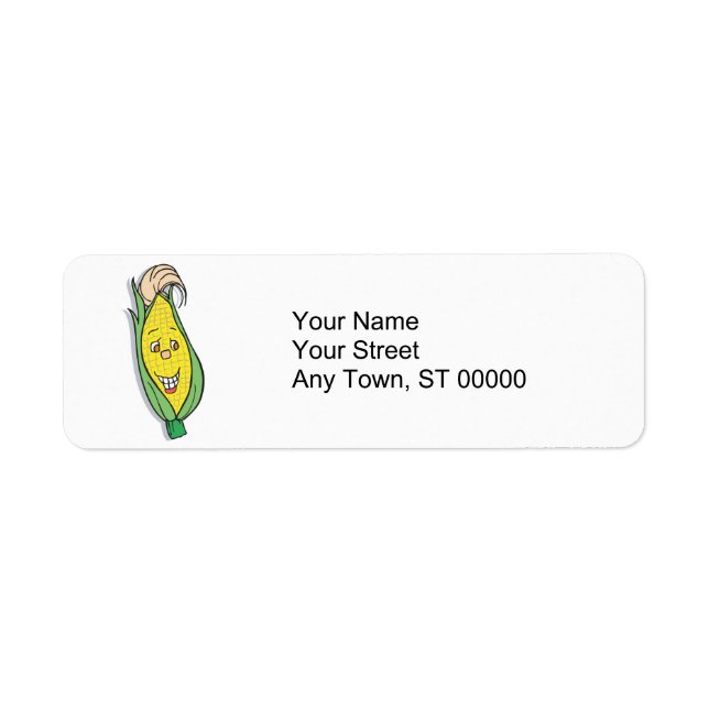 smiling corn character label (Front)