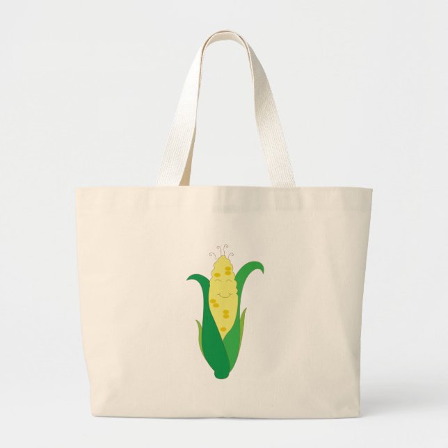 Smiling Corn Husk Large Tote Bag (Front)