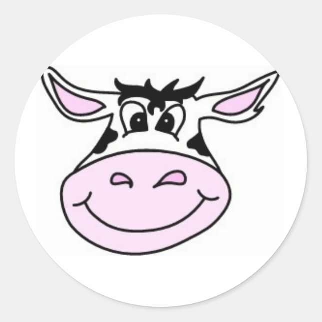 Smiling Cow Classic Round Sticker (Front)