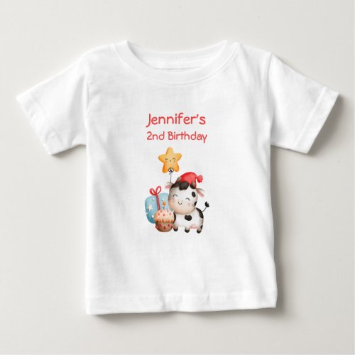Smiling Cow Cute Adorable Birthday Baby T_Shirt